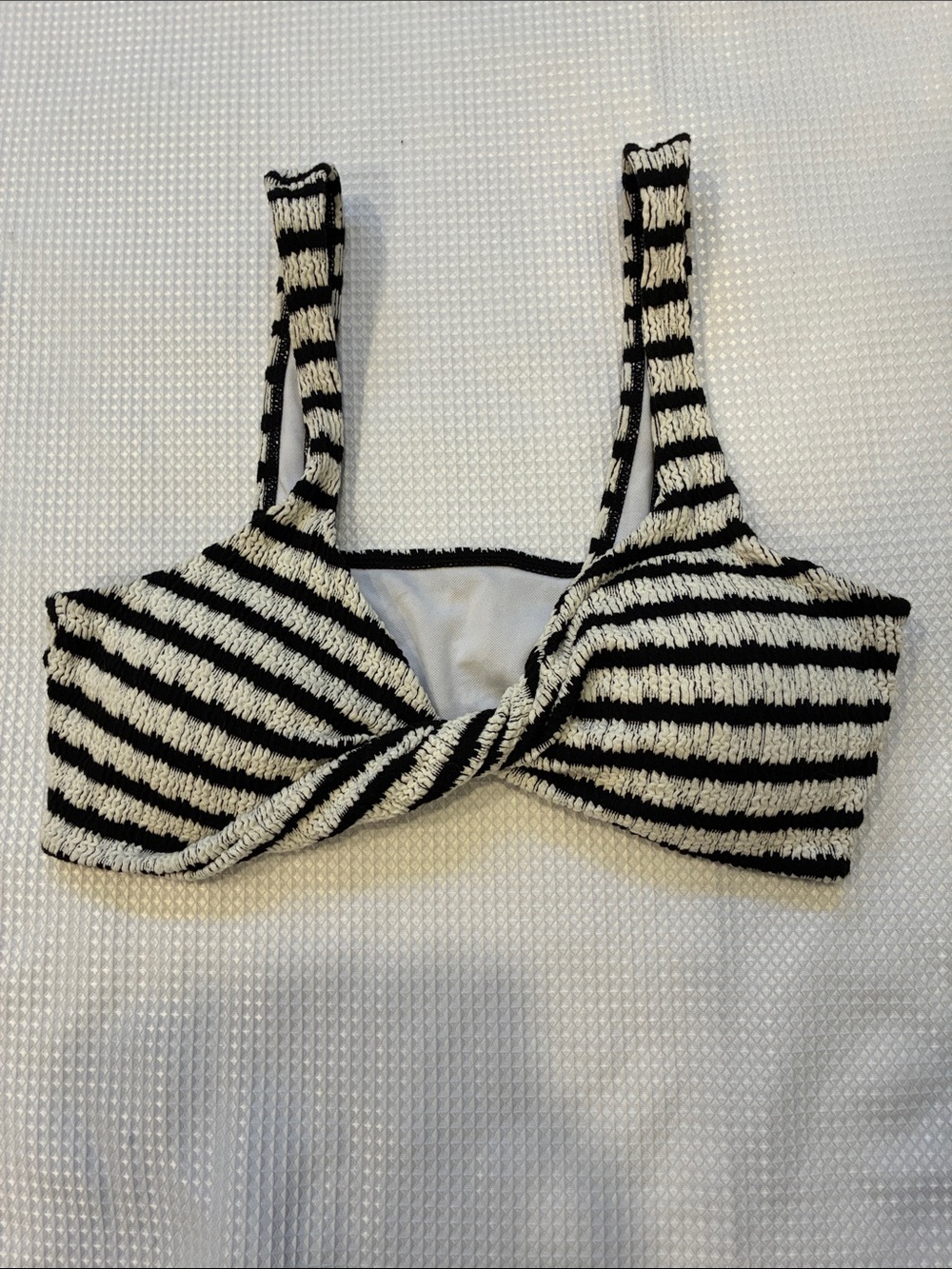 NWOT Striped Twist Front Bikini Top - Black & White